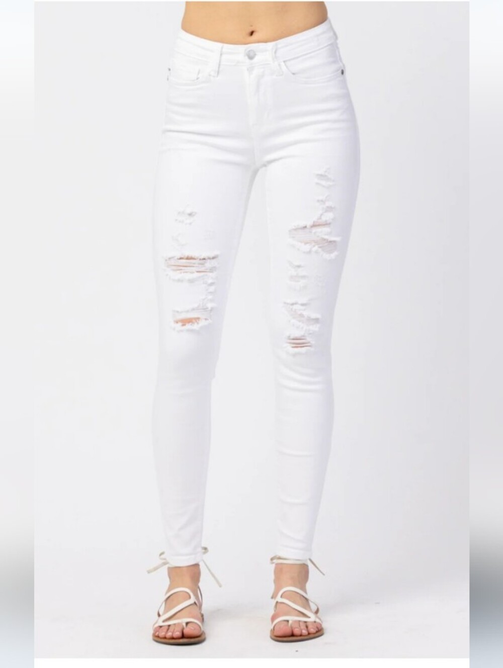 Judy Blue White Light Distressing Skinny Jeans Size 9/29